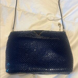 Elegant Navy Sequin Shoulder Bag